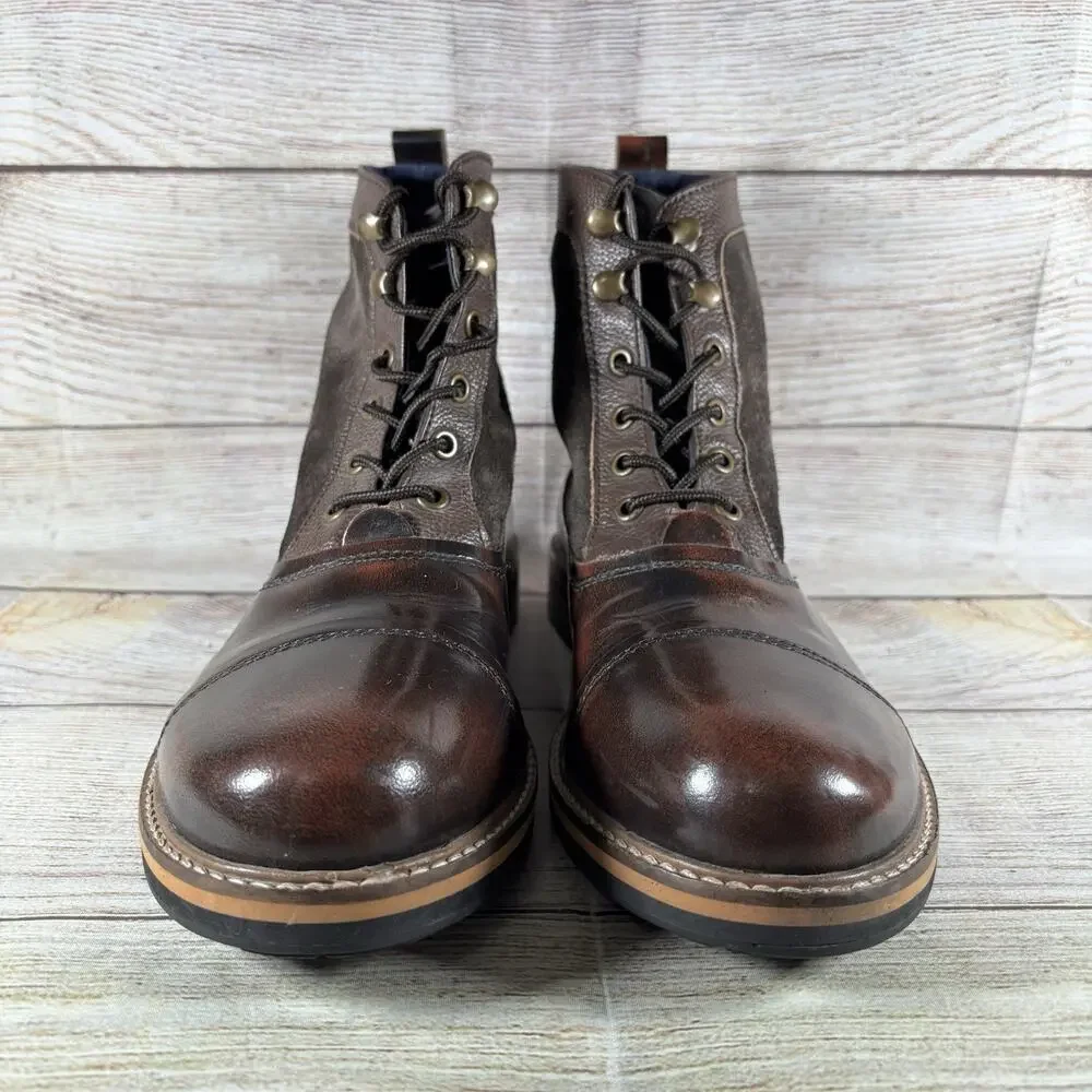 Ben Sherman Rafe Mens Size 7 Boots Leather Lace Up Brown